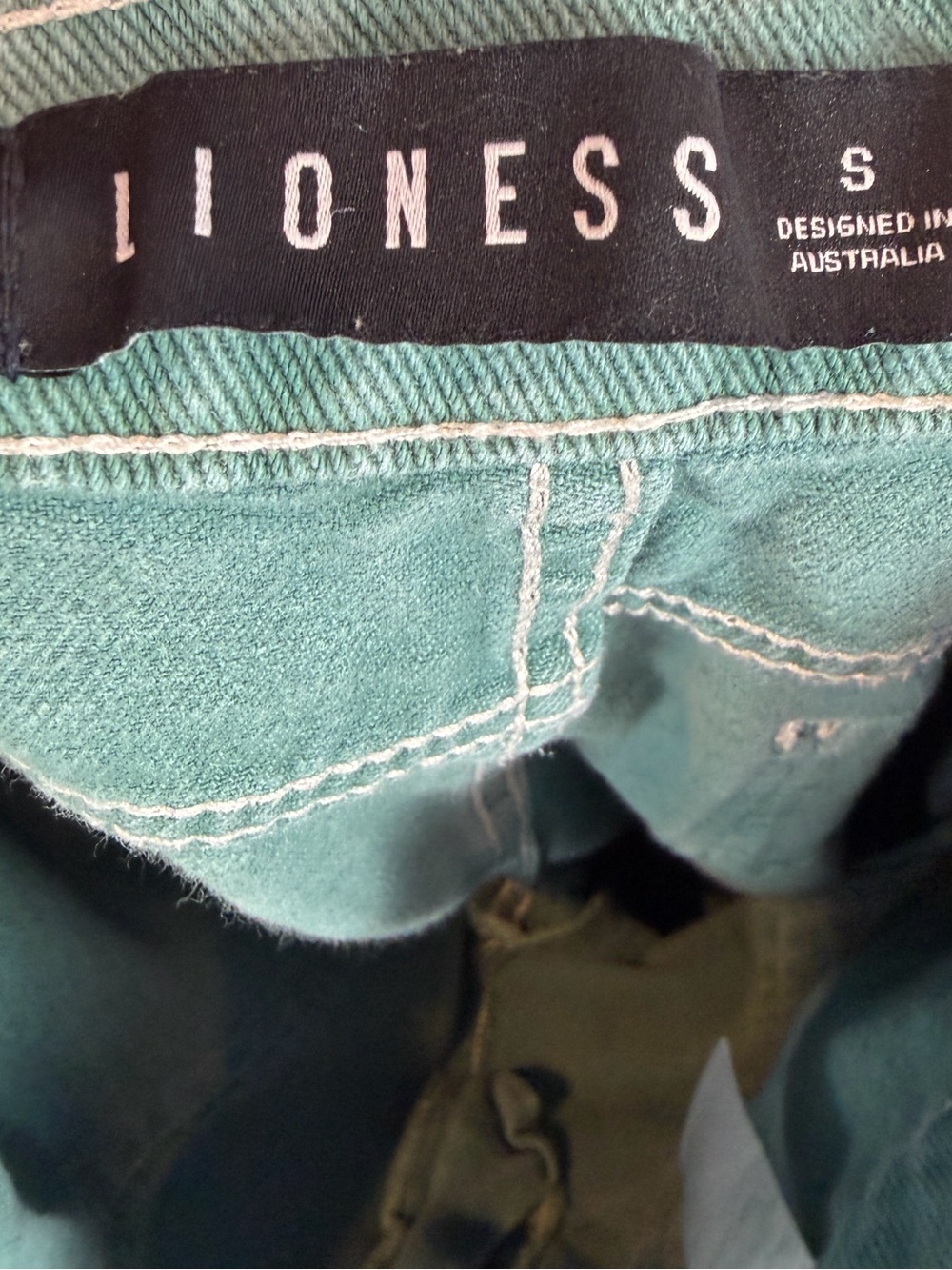 Lioness Cotton Wide Leg Denim Cargo Pants in Teal Size Small - Picture 6 of 8